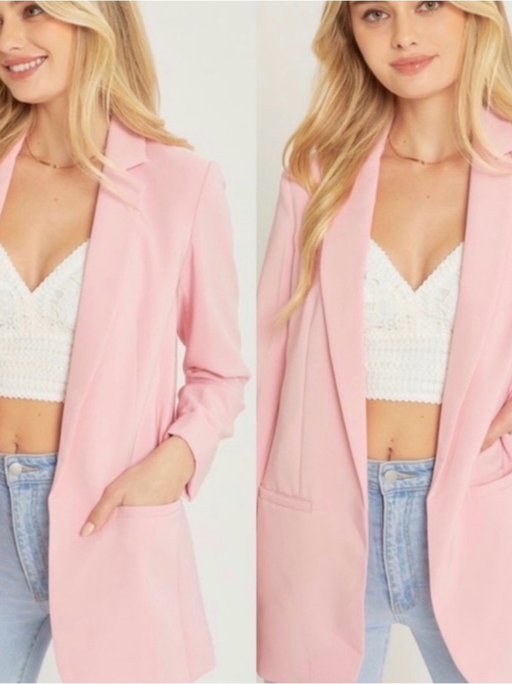 Zara Pastel Pink Longline Blazer